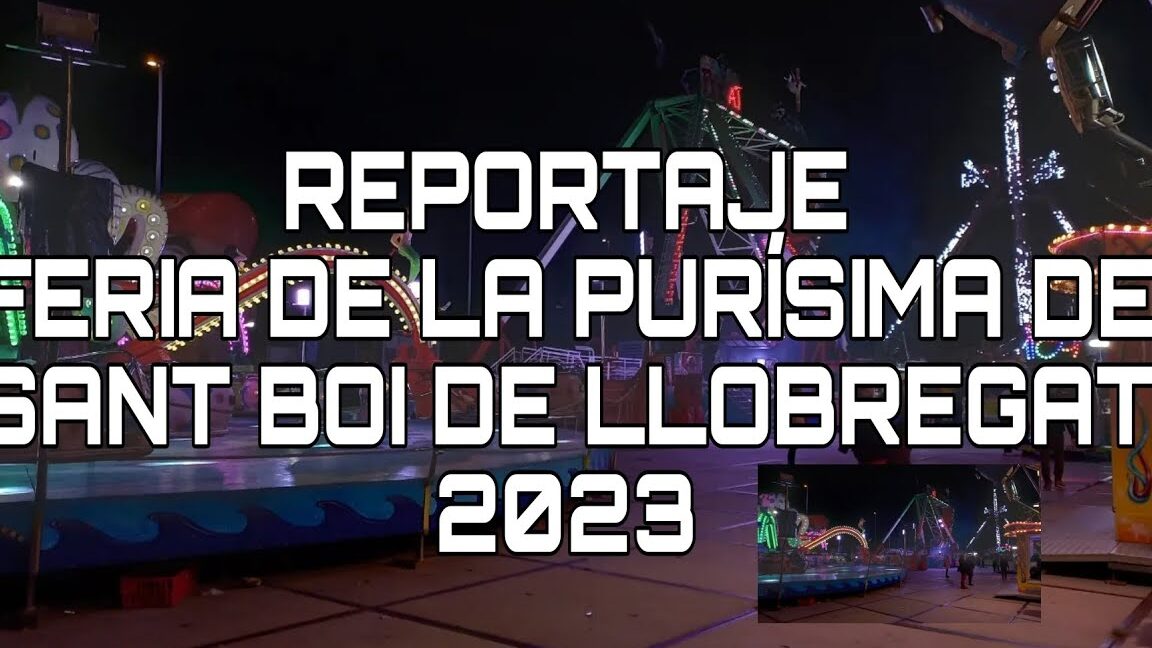 Feria de la Purísima de Sant Boi de Llobregat con carruseles y luces nocturnas